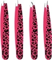 Utopia Care – Professional Stainless Steel Tweezers Set (4-Piece) – Precision Tweezers for Ingrown Hair, Facial Hair, Splinter, Blackhead and Tick Remover (Cheetah Print Pink) @ $4.99 ($1.25 / Count)