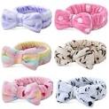 Teqifu 6 Pack Spa Headband,Bow Hair Band Women Facial Makeup Head Band Soft Coral Fleece Bowknot Head Wraps for Washing Face Shower, Bowtie Headbands Adjustable Elastic Hair Band for Girls and Women @ $8.10