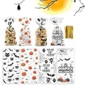 EUIQUE Halloween Cellophane Treat Bags,120 PCS Clear Candy Cookie Goodie Bags with Twist Ties for Kids Halloween Party Favor Supplies @ $4.99