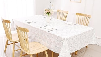 Majestic Giftware Velvet Tablecloths for Rectangle Tables | (70/108) – TC1406 Gold Geometric Print Hem Stitch Dining Table Cover | Decorative Washable Rectangle Tablecloth for Kitchen @ $97.50
