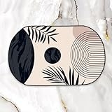 GiuMsi Boho Bath Rug,Washable 17×27 in Entryway Rug Door Mat, Soft Non-Slip Small Rug with Rubber Backing, Washable Bathroom Floor Mats for in Front of Bathtub,Shower Room,Sink – Cream/Black
