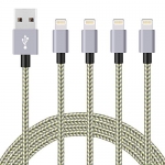 4pack(3ft 6ft 6ft 10ft), iPhone Charger,Lightning Cable Nylon Braided USB Charging Cable High Speed Connector Data Sync Transfer Cord Compatible with iPhone Xs Max/X/8/7/Plus/6S/6/SE/5S… (Golden+Grey)