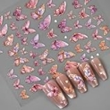 Butterfly Nail Art Stickers Decals Pink Butterfly Nail Stickers 5D Embossed Adhesive Nail Decals Butterflies Heart Nail Art Supplies Spring Summer Nail Sliders for Women Girls DIY Nail Art Decorations @ $2.99