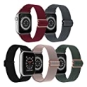 [5 Pack] Stretchy Watch Band Compatible with Apple Watch 38mm 40mm 42mm 41mm 44mm 45mm Women Soft Slim Strap Adjustable Braided Sport Elastic Wristbands for iWatch Series 7/6/5/4/3/2/1/SE @ $29.00