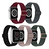 [5 Pack] Stretchy Watch Band Compatible with Apple Watch 38mm 40mm 42mm 41mm 44mm 45mm Women Soft Slim Strap Adjustable Braided Sport Elastic Wristbands for iWatch Series 7/6/5/4/3/2/1/SE @ $29.00