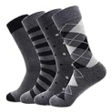 GLCMXMART Mens Grey Dress Socks Size 10-13, Cotton Crew Calf Sock