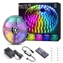 Toodour 20ft RGB LED Strip Lights, Color Changing LED Light Strips Kit with RF Remote, LED Tape Decorative Lights for Bedroom, Kitchen, TV Background, Ceiling, Home Decor