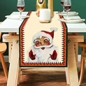 Christmas Table Runner Christmas Decorations – Printed Lovely Vintage Santa Beige Table Runner Christmas, Home Table Christmas Decoration for Family Dinner Holiday Christmas Party @ $6.39