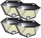 Otdair 308 LED Solar Lights Outdoor, Solar Motion Lights with 3 Lighting Modes, IP65 Waterproof Solar Security Light, Solar Wall Light for Garden, Yard, Patio, Garage Pathway, 4 Pack