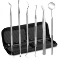Dental Tools Stainless Steel Dental Pick Dental Floss Dental Hygiene Tool Set Tooth Scraper Plaque Tartar Remover Dental Tweezers Gum Floss for Personal Oral Care & Pet Use (6 Pack) @ $3.79