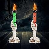 YQNLIFA Halloween Decorations, 2Pack Skull Candle Holder Lights Battery Operated Ghost Skeleton Hand Decorative Flameless Lamp for Indoor Party Bar Home Decorations(Green, Orange)-2pack @ 10.79
