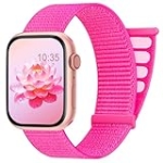 Sport Nylon Loop Band Compatible with Apple Watch Bands 38MM 40MM 41MM 42MM 44MM 45MM 49MM Women Men,Hot Pink Carbon Neutral Adjustable Straps for iWatch Band Series SE 9 8 7 6 5 4 3 2 1 Ultra @ $5.59