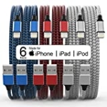 [Apple MFi Certified] 6Pack 3/3/6/6/6/10 FT iPhone Charger Nylon Braided Fast Charging Lightning Cable Compatible iPhone 14 Pro/13 mini/13/12/11 Pro MAX/XR/XS/8/7/Plus/6S/SE/iPad @ $11.99 ($0.35 / Foot)