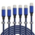 iPhone Charger [Apple MFi Certified] Lightning Cable 6PACK-3/3/6/6/6/10 FT Nylon Braided USB Charging Cable High Speed Cord Compatible with iPhone 14/13/12/11 Pro Max/XS MAX/XR/XS/X/8/7/Plus/6S/6/iPad @ $6.90