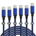 iPhone Charger [Apple MFi Certified] Lightning Cable 6PACK-3/3/6/6/6/10 FT Nylon Braided USB Charging Cable High Speed Cord Compatible with iPhone 14/13/12/11 Pro Max/XS MAX/XR/XS/X/8/7/Plus/6S/6/iPad @ $6.90
