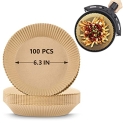 Air Fryer Disposable Paper Liner – 100Pcs Nonstick Oven Liner Round Air Fryer Liners Disposable Baking Paper Roasting Oven Liners – 6.3 Inch Microwave Crisper Tray Parchment Paper for Baking Oven @ $9.29