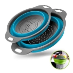 Collapsible Colanders with Handles with Extendable Handles Perfect for Draining Pasta Vegetable fruit 2 PC (Blue) @ $11.99