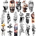 Temporary Tattoos for Adult Men and Women, 77 Sheets Abstract Surreal Style Fake Tattoo Stickers, Snake Tears, Clocks, Planets, Meditation Pattern Cool Tattoos for Teens Kids @ $9.60 ($0.12 / Count)