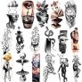 Temporary Tattoos for Adult Men and Women, 77 Sheets Abstract Surreal Style Fake Tattoo Stickers, Snake Tears, Clocks, Planets, Meditation Pattern Cool Tattoos for Teens Kids @ $9.60 ($0.12 / Count)