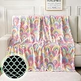 YAYAGo Rainbow Blanket for Girls Glow in The Dark Blanket for Kids Soft Fuzzy Unicorn Throw Colorful Gifts for Age 1-10 Home Office Sofa Bed Decor 50×60inch @ $9.99