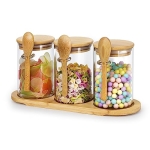 3-pack 18oz Airtight Glass Storage Canister with Wood Lid Spoon and Tray @ $17.99