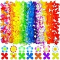 JMUQ 14 Count Hawaiian Leis, Tropical Hawaii Silk Flower Lei Necklace, Luau Party Favors Decorations for Beach Holiday Wedding Birthday Party, Aloha Summer Pool Party Decorations @ $8.99