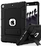 Rantice iPad 9th Generation Case, iPad 8th Generation Case, iPad 7th Generation Case, Hybrid Shockproof Rugged Drop Protection Cover with Kickstand for iPad 10.2” 2021/2020/2019 Released (Black)