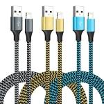 [Apple MFi Certified] iPhone Charger 3 Pack 6FT USB Lightning Cable Fast Charging Nylon Braided iPhone Charger Cord Compatible with iPhone 14/13/12/11 Pro Max/XS MAX/XR/XS/X/8/7/Plus/6S/6/SE/5S/iPad @ $4.49