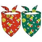 Christmas Dog Bandanas 2 Pack, Stars Red Green Funny Xmas Dog Scarfs for Boy and Girl, Pet Scarves for Puppy Holiday Bandanas Bulk for Medium Large and Extra Large Dogs (Christmas, Large)