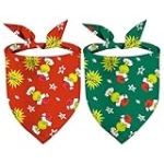 Christmas Dog Bandanas 2 Pack, Stars Red Green Funny Xmas Dog Scarfs for Boy and Girl, Pet Scarves for Puppy Holiday Bandanas Bulk for Medium Large and Extra Large Dogs (Christmas, Large)