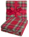 G Lake Green Red Plaid Blanket Throw Acrylic Soft Reversible Dyed Fringed Bed Blanket for Christmas Indoor Decorations 50
