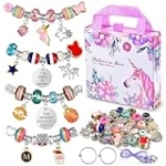 Girls Charm Bracelet Making Kit: Girl Toys Make Jewelry Supplies Set Unicorn DIY Craft Art Set Charm Bracelets Kits Creative Birthday Gifts for Girl Age 6 7 8 9 10 11 12 Year Old Kids Little Children @ $17.99