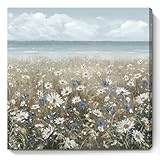 Canvas Wall Art Beach Floral Wall Picture Coastal Boho Farmhouse Daisy Flowers Nautical Sea Ocean Wildflowers Canvas Print Vintage Artwork for Small Rustic Bathroom Bedroom Living Room Office Décor @ $3.99