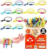 UpBrands Bi-Color 7 1/2-Inch Zipper Bracelets (12-Pack) | Kids’ Trendy Dual-Tone Friendship Accessory, Perfect Fidget Toy for Classroom and Parties, Zipper Fun for All Ages
