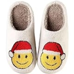 Rhyme-Zeal Women’s Christmas Slippers Smiling Face Slippers Non-slip Indoor Household Shoes For WenSoft Warm Cotton Slippers Memory Cotton Slippers Women’ Fluffy Cute Home Slippers @ $10.00