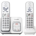 Panasonic DECT 6.0 Expandable Cordless Phone with Answering Machine and Smart Call Block – 2 Cordless Handsets – KX-TGD632W (White/Silver) @ $55.99