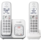 Panasonic DECT 6.0 Expandable Cordless Phone with Answering Machine and Smart Call Block – 2 Cordless Handsets – KX-TGD632W (White/Silver) @ $55.99