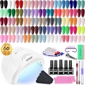 JODSONE 60 PCS Gel Nail Polish Kit with U V Light Base and Matte Glossy Top Coat Nail Gel Polish Soak off Manicure Accessory Tools Suitable for All Seasons @ $39.99