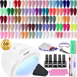 JODSONE 60 PCS Gel Nail Polish Kit with U V Light Base and Matte Glossy Top Coat Nail Gel Polish Soak off Manicure Accessory Tools Suitable for All Seasons @ $39.99