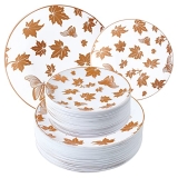 FOCUSLINE 102 Piece Plastic Party Plates – 51 Premium Heavy Duty 10.25 Inch Dinner Plates and 51 Disposable 7.5 Inch Appetizer Dessert Plates @ $14.99
