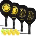 BISONCAN Pickleball Paddles – Pickleball Set of 4 Wood Paddles @ $17.99