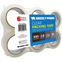 Grizzly Power Clear Packing Tape Refill Rolls for Shipping, Moving Packaging – True 2 Inch x 65 Yards, 2.8mil Thick, 6 Rolls