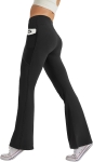 Women’s High Waist Flare Yoga Pants Tummy Control Casual Bootcut Leggings with Side Pockets
