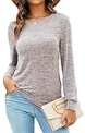Womens Long Sleeve Tunic Tops To Wear with Leggings Casual Loose Round Neck Sweater Sweatshirts(Coffee,L）@ $6.21