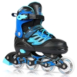 DIKASHI Roller Blades Skates Boys Girls Adjustable Inline Skates for Kids Adults with Light up Wheels Outdoor Indoor Roller Skates Size 4-7 (Large – Big Kid (4-7) @ $22.50