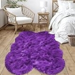 Goolela Sheepskin Rug 4×6 Rug Purple Washable Rug Fluffy Shaggy Rug Faux Fur Rug Carpet for Living Room Bedroom Floor Rug Bedside Rug Super Soft Rug Sheepskin @ $35.00