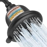 MakeFit Filtered Shower Head Matte Black- High Pressure Shower Head with filter for Hard Water – Rain Shower Head Water Softener – Luxury 7 Settings Adjustable Water Filter Showerhead (Matte Black) @ $17.49