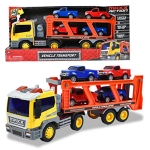 Sunny Days Entertainment Long Haul Vehicle Transport – Lights and Sounds Pull Back Toy Vehicle with Friction Motor | Includes 4 Die Cast Pick Up Trucks – Maxx Action @ $7.99