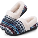 Homitem Women’s Slippers Memory Foam Slip-On Knit Cozy Fuzzy House Shoes Wool-Like Plush Fleece Lined Warm Indoor Outdoor Use Anti-Skid Rubber Sole(Size 7-8 @ $12.99