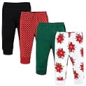 Hudson Baby Unisex Baby Cotton Pants and Leggings, Poinsettia, 4 Toddler @ $7.13